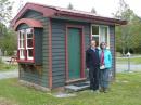 Andrew and Judith outside their tiny, quaint cabin in Manapouri, Nov 2015